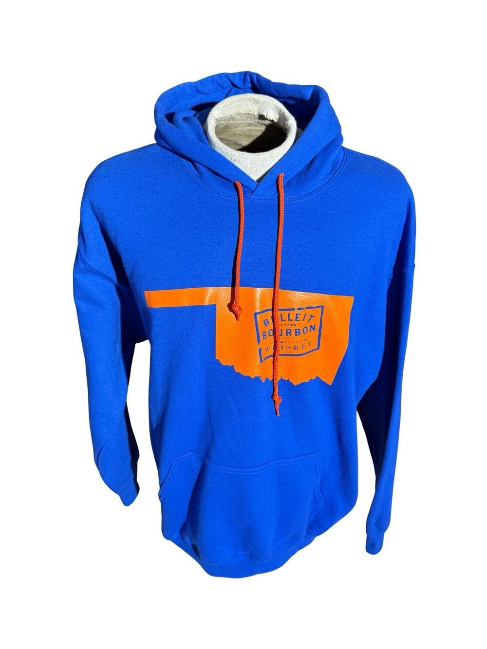 Gildan Heavy Blend Hoodie XL Blue Oklahoma Bulleit Bourbon Whiskey Promo